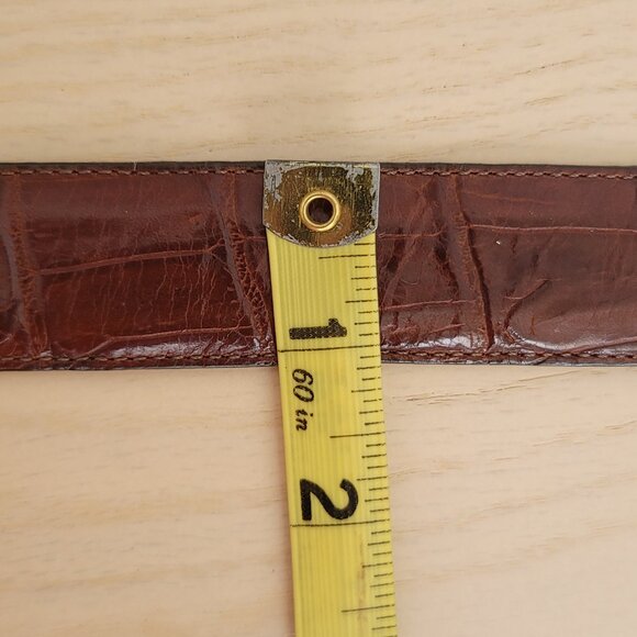 Vintage Brighton 50108 Croc Embossed Brown Leather Brass Buckle Belt Size S - Picture 13 of 14
